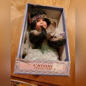 6" Native American/Indian Princess Porcelain Doll, Cathay Collection NIB W Cert